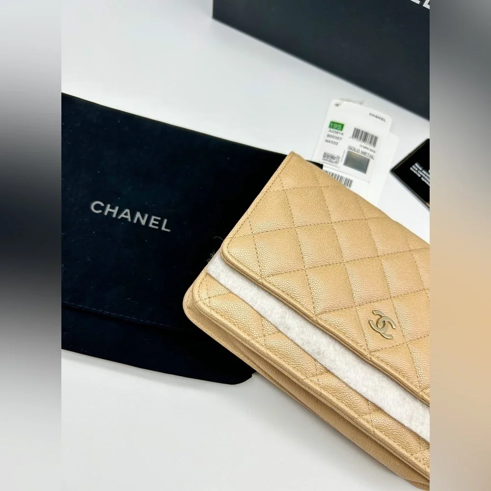 Chanel WOC 19S Iridescent Beige Caviar Leather with Gold Hardware 27xx